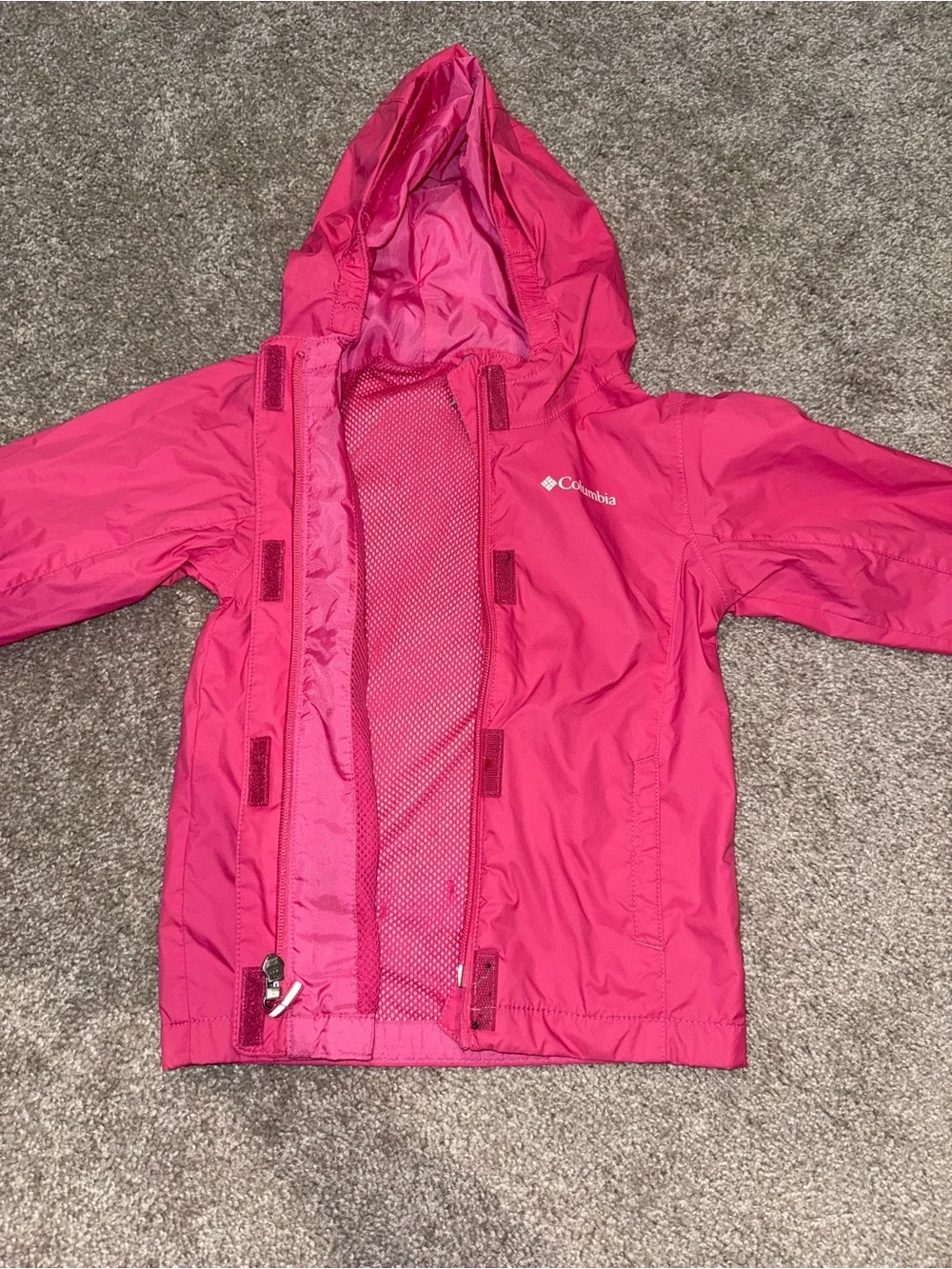 Columbia Kids Bright Pink Waterproof Rain Jacket with Hood